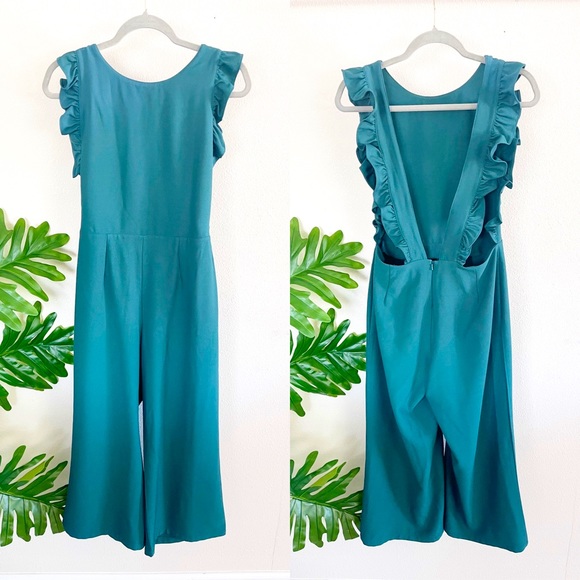 Free Press Womens Ruffle Cropped Jumpsuit Black Size M - Picture 3 of 7